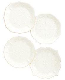 With fanciful beading and feminine edges, Lenox French Perle plates have an irresistibly old-fashioned sensibility. Hardwearing stoneware is dishwasher safe and, in a soft white hue with antiqued trim, a graceful addition to any meal. Qualifies for Rebate With fanciful beading and feminine edges, Lenox French Perle plates have an irresistibly old-fashioned sensibility. Hardwearing stoneware is dishwasher safe and, in a soft white hue with antiqued trim, a graceful addition to any meal. Qualifies for Rebate