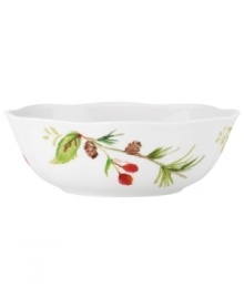 A season of entertaining and celebration will flourish with the Winter Meadow all-purpose bowl from Lenox. Crisp holly blooms on ivory porcelain designed to complement the mix-and-match dinnerware collection. A season of entertaining and celebration will flourish with the Winter Meadow all-purpose bowl from Lenox. Crisp holly blooms on ivory porcelain designed to complement the mix-and-match dinnerware collection.