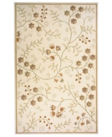 Delicate florals wend across this muted ivory rug from Momeni's Capri collection, resulting in a whimsical look that's straight out of a fairy tale. Hand carving adds exquisite detail to this rug's antique-style charm. Delicate florals wend across this muted ivory rug from Momeni's Capri collection, resulting in a whimsical look that's straight out of a fairy tale. Hand carving adds exquisite detail to this rug's antique-style charm.