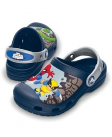 Be a hero. He'll feel like he can do anything in these comfy Marvel Super Hero clogs from Crocs. Be a hero. He'll feel like he can do anything in these comfy Marvel Super Hero clogs from Crocs.