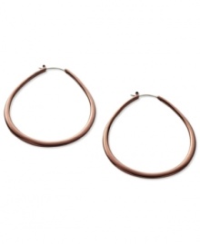 Sweet style from Fossil. Traditional hoop earrings in a teardrop design. Crafted in chocolate tone polished steel. Approximate diameter: 2-1/3 inches.