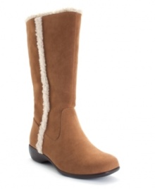 Fnu and fleecy, Kimi Cold Weather Boots from Karen Scott feel luxurious with a faux shearling-lined suede upper and add a fashion touch to every outfit with their sophisticated styling -- no matter what the weather!