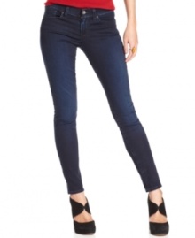 In a super-sleek super skinny style, these Lucky Brand Jeans dark-wash jeans are perfect for a streamlined look!