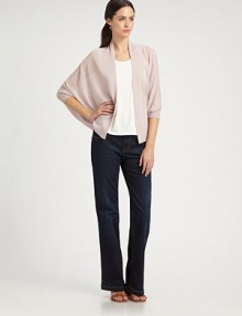 Equal parts elegant and relaxed, this slouchy style is knit from a finespun wool blend.Open frontThree-quarter dolman sleevesRib-knit cuffsCurved hemlineAbout 25 from shoulder to hem52% wool/33% modal/15% camelDry cleanImported of Italian fabricModel shown is 5'11 (180cm) wearing US size Small. 