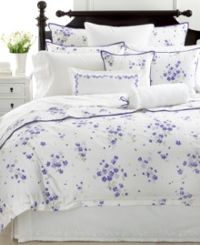 Graceful garden style abounds in Martha Stewart Collection's Trousseau Violets comforter, featuring purple blooms and tonal detail on a bed of pure cotton. Graceful garden style abounds in Martha Stewart Collection's Trousseau Violets comforter, featuring purple blooms and tonal detail on a bed of pure cotton.
