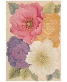 Plush texture. Sumptuous style. With meticulous hand carving, lush detail and a velvety soft finish, Nourison's hand-tufted rug from the Tropics collection delights the senses like never before. Oversized, ornately detailed florals bloom in stunning sunset hues for an exquisitely cultivated result. (Clearance) Plush texture. Sumptuous style. With meticulous hand carving, lush detail and a velvety soft finish, Nourison's hand-tufted rug from the Tropics collection delights the senses like never before. Oversized, ornately detailed florals bloom in stunning sunset hues for an exquisitely cultivated result. (Clearance)