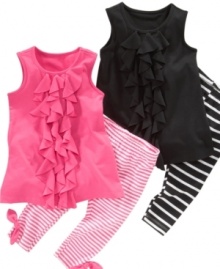 Ruffles on this dress and legging set from A.B.S. will have her feeling frilly, fancy and fabulous. Ruffles on this dress and legging set from A.B.S. will have her feeling frilly, fancy and fabulous.