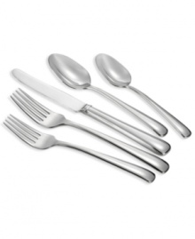 Place settings that infuse everyday or extraordinary meals with sleek style. This modern 18/10 stainless steel flatware collection from designer Monique Lhuillier features smooth, arched handles for comfort and timeless grace.