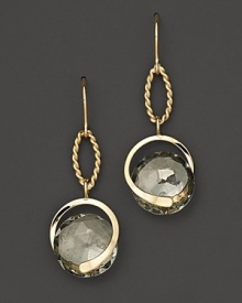 Round rosecut green amethyst briolettes add rich sparkle to twisted links of 14K yellow gold. By Nancy B.
