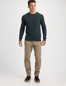 A sleek and urban look crafted with a lighter, easier weight in unblemished Italian virgin wool. Crewneck Virgin wool Dry clean Made in Italy A sleek and urban look crafted with a lighter, easier weight in unblemished Italian virgin wool. Crewneck Virgin wool Dry clean Made in Italy