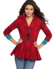 Great Scot: LA Kitty's highlands-plaid peplum jacket adds a flirty, feminine touch to any outfit!