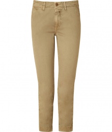 These modernized chinos from Closed bring high style to your wardrobe basics with a modern cropped cut and a slim silhouette - Classic chino cut, zip with button closure, slant pockets, belt loops, back welt pockets, cropped - Style with a silk blouse, a tailored blazer, and embellished ballet flats