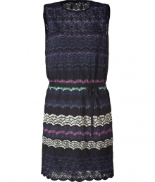 Add vibrant style to your day-to-night look with this chic printed dress from Missoni - Round neck, sleeveless, self-tie belt, all-over printed knit, mini-length - Pair with an oversized blazer and metallic sandals