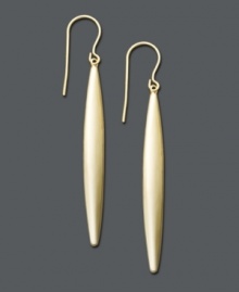 Traditional design to elevate any look. Earrings feature sleek oval drops crafted in 14k gold. Approximate drop: 2-1/4 inches. Traditional design to elevate any look. Earrings feature sleek oval drops crafted in 14k gold. Approximate drop: 2-1/4 inches.