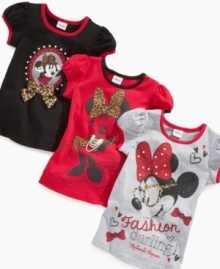 Delight is in the details and your little princess and Minnie Mouse are on the same page with any one of these fun graphic t-shirts from Disney. Delight is in the details and your little princess and Minnie Mouse are on the same page with any one of these fun graphic t-shirts from Disney.