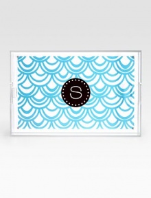 Entertaining becomes so much easier with a handy tray; this one adds modern lines and eye-catching color to improve every get-together. Side handles Lucite 17½W X 11½H X 3D Hand wash Made in USAFOR PERSONALIZATION Select a quantity, then scroll down and click on PERSONALIZE & ADD TO BAG to choose and preview your monogramming options. Please allow 3-4 weeks for delivery. Entertaining becomes so much easier with a handy tray; this one adds modern lines and eye-catching color to improve every get-together. Side handles Lucite 17½W X 11½H X 3D Hand wash Made in USAFOR PERSONALIZATION Select a quantity, then scroll down and click on PERSONALIZE & ADD TO BAG to choose and preview your monogramming options. Please allow 3-4 weeks for delivery.
