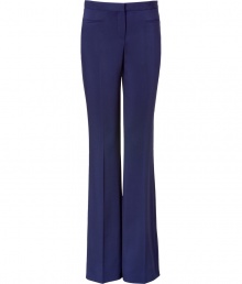 Channel ultra-sleek retro style in this flattering wide leg pants from Versace - High waisted, flat front, welt pockets at hip, wide leg with crease detail - Wear with a sheer silk blouse, a bold shoulder blazer, and platform heels