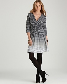 Essential details meet trend-right ombre stripes in this Nola Z dress for year-round staying power.