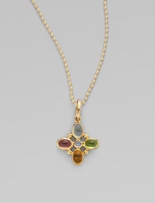 Colorful semi-precious stones are richly framed in 18k gold.Aquamarine, pink tourmaline, peridot, citrine, blue moonstone 18k gold Length, about 1 Made in Italy Please note: Necklace sold separately. Colorful semi-precious stones are richly framed in 18k gold.Aquamarine, pink tourmaline, peridot, citrine, blue moonstone 18k gold Length, about 1 Made in Italy Please note: Necklace sold separately.