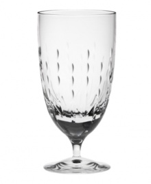 Refresh your formal table with the stylized petal cuts and refined whimsy of Modern Love stemware by Monique Lhuillier for Royal Doulton. This lead-free crystal iced beverage glass combines a sleek bell shape and simple stem with convenient dishwasher-safe durability. Refresh your formal table with the stylized petal cuts and refined whimsy of Modern Love stemware by Monique Lhuillier for Royal Doulton. This lead-free crystal iced beverage glass combines a sleek bell shape and simple stem with convenient dishwasher-safe durability.