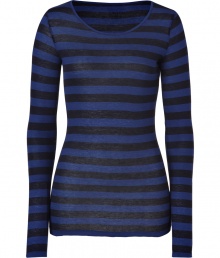 An essential basic in super soft cotton-cashmere, Majestics striped tee is a must for your layered looks - Rounded neckline, long sleeves - Classic slim fit - Pair with favorite skinnies and chunky biker boots An essential basic in super soft cotton-cashmere, Majestics striped tee is a must for your layered looks - Rounded neckline, long sleeves - Classic slim fit - Pair with favorite skinnies and chunky biker boots