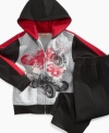 Put your little hot rod in this comfortable zip-up hoodie and elastic-waist pants set from Kids Headquarters.