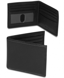 Sharpen up your ensemble style with this leather bi-fold wallet from Tasso Elba.