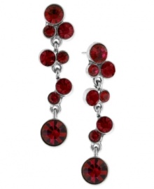 Paint the town red with this pair of drop earrings from 2028. Crafted from silver-tone mixed metal, the pair is adorned with Siam-red accents for a colorful splash. Approximate drop: 1-1/2 inches.