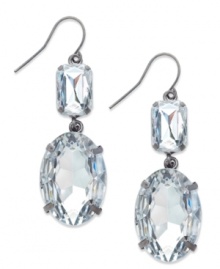 Make a sparkling statement. These drop earrings from Bar III are crafted from hematite-tone mixed metal with acrylic crystal stones providing a glamorous touch. Approximate drop: 2 inches. Make a sparkling statement. These drop earrings from Bar III are crafted from hematite-tone mixed metal with acrylic crystal stones providing a glamorous touch. Approximate drop: 2 inches.