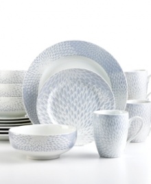 A cool blue, geometric pattern adorns this floral-inspired Zinnia dinnerware set from 222 Fifth. Durable, dishwasher-safe porcelain makes this set perfect for three meals a day and entertaining guests, too. A cool blue, geometric pattern adorns this floral-inspired Zinnia dinnerware set from 222 Fifth. Durable, dishwasher-safe porcelain makes this set perfect for three meals a day and entertaining guests, too.