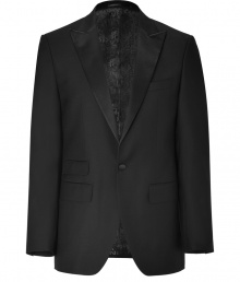 This elegant jacket in fine black wool is a must-have for any gentleman - Single-breasted, classic cut with one-button closure and moderately deep lapel - Three flap pockets, chest pocket and back vent - The perfect jacket for all festive occasions - Pair with a favorite shirt, cashmere pullover and matching pants or dark denim This elegant jacket in fine black wool is a must-have for any gentleman - Single-breasted, classic cut with one-button closure and moderately deep lapel - Three flap pockets, chest pocket and back vent - The perfect jacket for all festive occasions - Pair with a favorite shirt, cashmere pullover and matching pants or dark denim