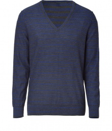 Subtle stripes cover this casual wool pullover from PS Paul Smith - V-neck, long sleeves, slim fit, all-over stripe print - Pair with straight leg jeans, chinos, or slim trousers Subtle stripes cover this casual wool pullover from PS Paul Smith - V-neck, long sleeves, slim fit, all-over stripe print - Pair with straight leg jeans, chinos, or slim trousers