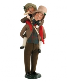 Despite the ever-present Scrooge, Bob Cratchit and son Tiny Tim appear merry and full of spirit in this handcrafted collectible inspired by A Christmas Carol. Despite the ever-present Scrooge, Bob Cratchit and son Tiny Tim appear merry and full of spirit in this handcrafted collectible inspired by A Christmas Carol.