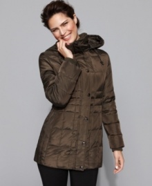 When cold temperatures are calling, slip on this chic down puffer coat from London Fog and battle the elements in style. (Clearance) When cold temperatures are calling, slip on this chic down puffer coat from London Fog and battle the elements in style. (Clearance)
