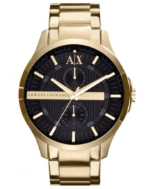 Black and yellow pair to create a handsome watch from the modern watchmakers at AX Armani Exchange. Black and yellow pair to create a handsome watch from the modern watchmakers at AX Armani Exchange.