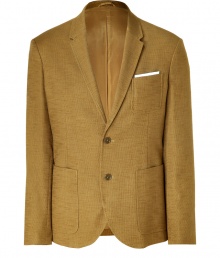 This sleek Neil Barrett blazer features a Mid-Century silhouette and a stylish bold hue Notched lapels, two-button closure, one chest pocket, two patch waist pockets, slim fit Style with trousers, a clean checked button down, and oxfords This sleek Neil Barrett blazer features a Mid-Century silhouette and a stylish bold hue Notched lapels, two-button closure, one chest pocket, two patch waist pockets, slim fit Style with trousers, a clean checked button down, and oxfords