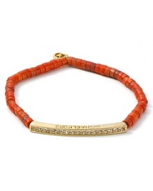 Perfect for stacking, MICHAEL Michael Kors beaded bracelet boasts boldly colored beads and a striking crystal-encrusted golden bar. Perfect for stacking, MICHAEL Michael Kors beaded bracelet boasts boldly colored beads and a striking crystal-encrusted golden bar.
