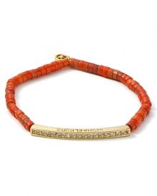 Perfect for stacking, MICHAEL Michael Kors beaded bracelet boasts boldly colored beads and a striking crystal-encrusted golden bar.