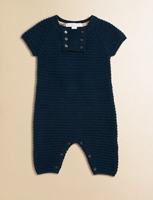 A classic one-piece crafted in luxe, knit cashmere with front and bottom button closure.CrewneckShort sleevesButton-frontBottom buttonsCashmereMachine washImported Please note: Number of buttons may vary depending on size ordered. A classic one-piece crafted in luxe, knit cashmere with front and bottom button closure.CrewneckShort sleevesButton-frontBottom buttonsCashmereMachine washImported Please note: Number of buttons may vary depending on size ordered.