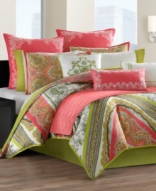 Embroidered paisley swirls embellish soft, textured cotton in this punchy pink European sham from Echo. Embroidered paisley swirls embellish soft, textured cotton in this punchy pink European sham from Echo.