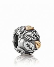 PANDORA's sterling silver tree of life charm features fabulous foliage in 14K gold. PANDORA's sterling silver tree of life charm features fabulous foliage in 14K gold.