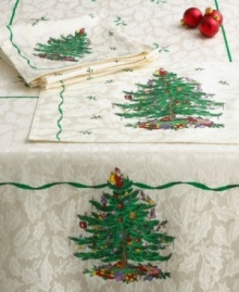 In beautiful winter white with a jacquard weave, these cloth placemats make the perfect addition to your Spode Christmas Tree collection. Featuring dashing green garlands strung around the classic tree print. Each measures 13 x 19. In beautiful winter white with a jacquard weave, these cloth placemats make the perfect addition to your Spode Christmas Tree collection. Featuring dashing green garlands strung around the classic tree print. Each measures 13 x 19.