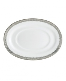 Inspired by the trim on an elegant gown, the graceful Lace Couture gravy boat stand features an intricate platinum border that combines harmoniously with white bone china for unparalleled style. From Lenox. Qualifies for Rebate Inspired by the trim on an elegant gown, the graceful Lace Couture gravy boat stand features an intricate platinum border that combines harmoniously with white bone china for unparalleled style. From Lenox. Qualifies for Rebate