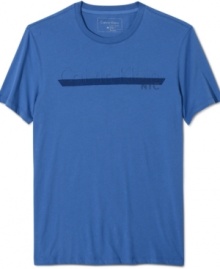 Get the lowdown. This scoop neck t-shirt from Calvin Klein reveals your on-trend summer style. Get the lowdown. This scoop neck t-shirt from Calvin Klein reveals your on-trend summer style.