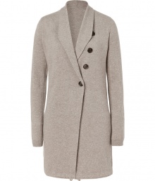 Perfect making an elegant transition into the new season, Brunello Cucinellis long cardigan guarantees an exquisitely luxurious finish to casual daytime looks - Wrapped V-neckline, modern shawl collar, long sleeves, fine ribbed trim, buttoned front, drawstring hemline - Long, lean silhouette - Wear with fitted tops and slim-fit trousers Perfect making an elegant transition into the new season, Brunello Cucinellis long cardigan guarantees an exquisitely luxurious finish to casual daytime looks - Wrapped V-neckline, modern shawl collar, long sleeves, fine ribbed trim, buttoned front, drawstring hemline - Long, lean silhouette - Wear with fitted tops and slim-fit trousers
