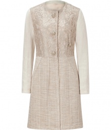 With a chic mix of tonal patterning, Steffen Schrauts mixed-media coat is a contemporary way to dress up work and cocktail looks alike - Collarless, long sleeves, button-down front, slit pockets - Tailored fit - Wear over a sheath dress with pin heels and a leather tote With a chic mix of tonal patterning, Steffen Schrauts mixed-media coat is a contemporary way to dress up work and cocktail looks alike - Collarless, long sleeves, button-down front, slit pockets - Tailored fit - Wear over a sheath dress with pin heels and a leather tote