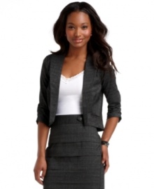 Textured print meets chic, minimalist detail on this blazer from Rampage -- the perfect work week layer! Textured print meets chic, minimalist detail on this blazer from Rampage -- the perfect work week layer!