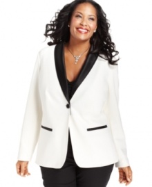 Dress to impress this holiday season with Charter Club's plus size tuxedo jacket-- it's a standout look!