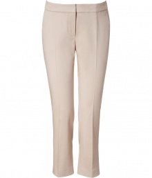 Add luxe a appeal to your wardrobe favorites with these cropped pants from Akris - Flat front, off-seam pockets, back welt pockets, front creased detail, cropped fit - Pair with a cashmere pullover and embellished ballet flats