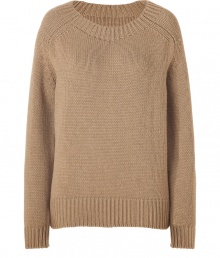 With a pretty classic camel, this versatile wool pullover is an effortless style solution for your new season staples - Round neck, long sleeves, ribbed cuffs and hem, slim silhouette - Wear with skinny jeans, cropped trousers, modernized chinos, or a mini-skirt